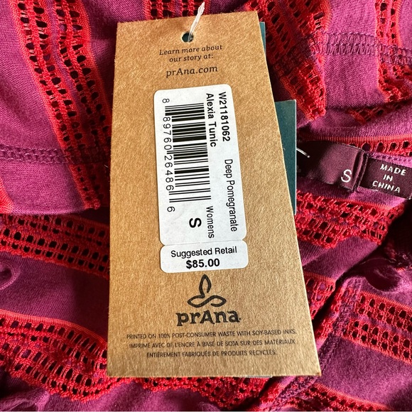 Prana Tunic NWT Women’s Small Maroon and Purple‎ Stripe Beach vacation - Picture 11 of 13